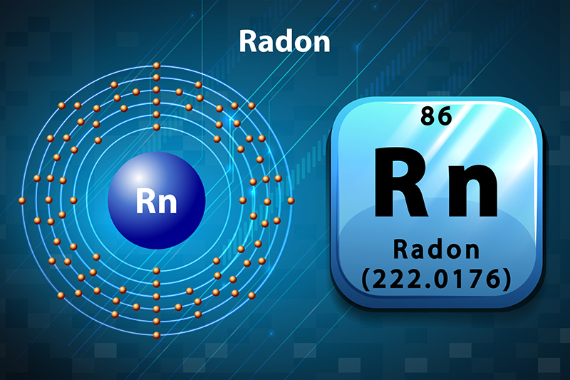 Periodic symbol and diagram of Radon illustration for home inspections